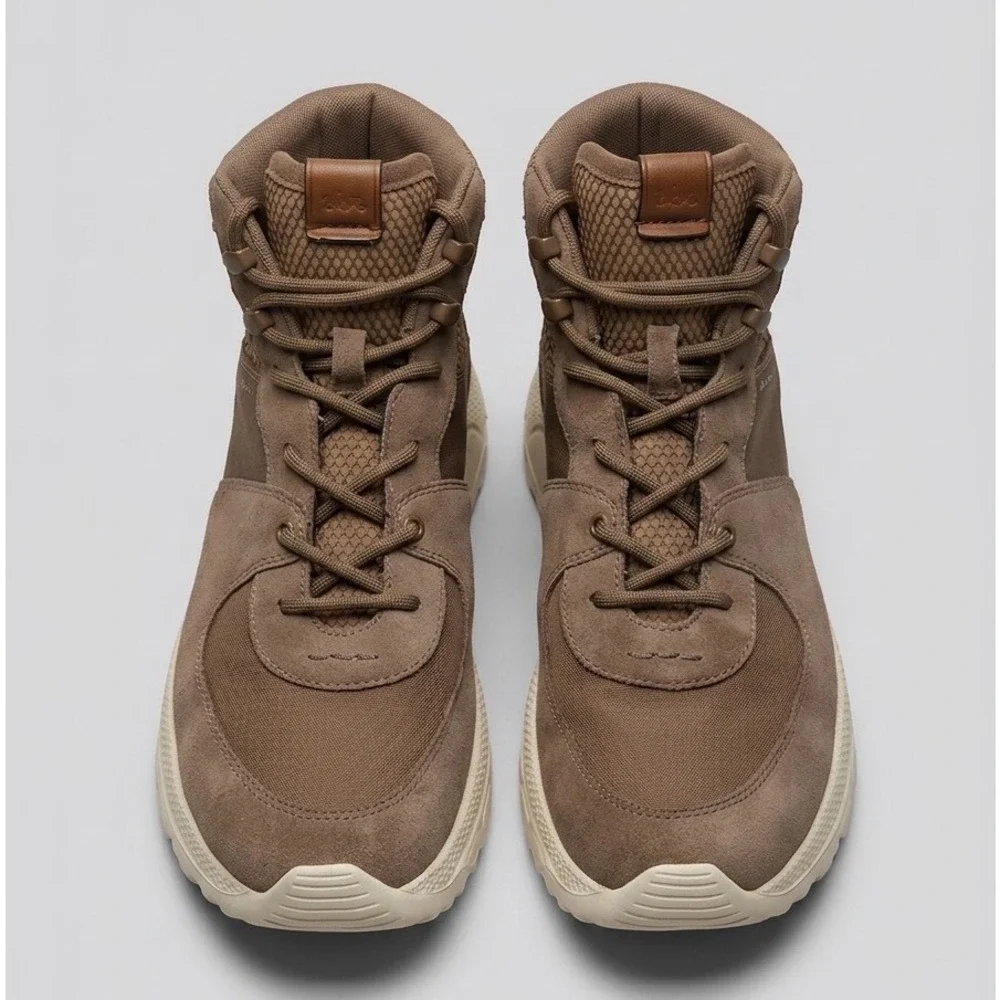 Coach Mens Hybrid Hiking Boots Suede Nylon High‎ Top Sneakers Brown Olive
